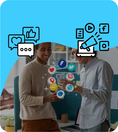 Social media advertising with network nodes in engagement section, symbolising online community campaigns, social platform advertising, and audience engagement strategies by Craze For Marketing Sydney agency.