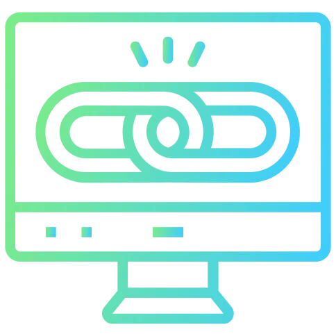 Coloured link building icon with screen in authority section, symbolising e-commerce authority development, strategic linking, and online store credibility building by Craze For Marketing Sydney agency.