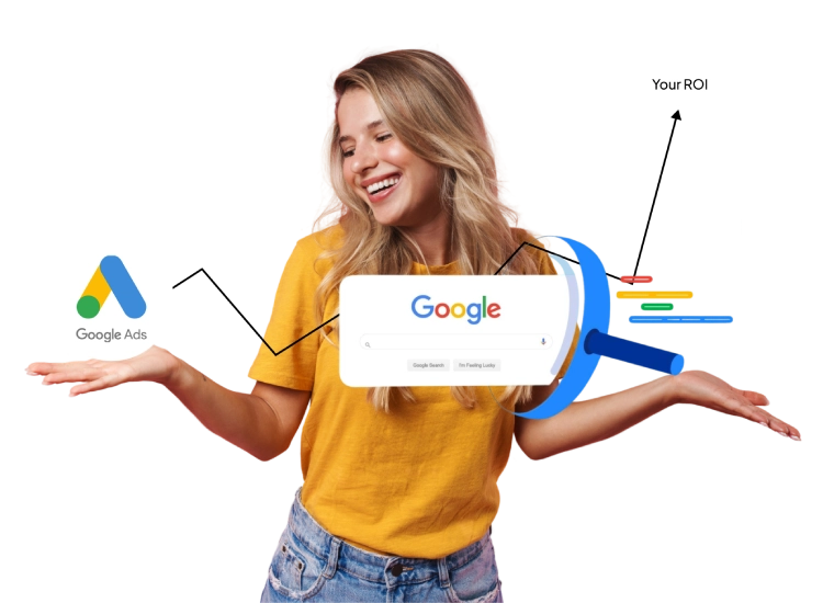 Google Ads banner with logo and marketing icons in service header, highlighting online advertising opportunities, promotional campaigns, and digital marketing solutions by Craze For Marketing Sydney agency.
