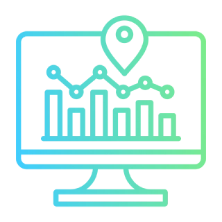 Bar graph with location marker in measurement section, representing local marketing effectiveness analysis, geographic campaign performance, and location-based success measurement by Craze For Marketing Sydney agency.