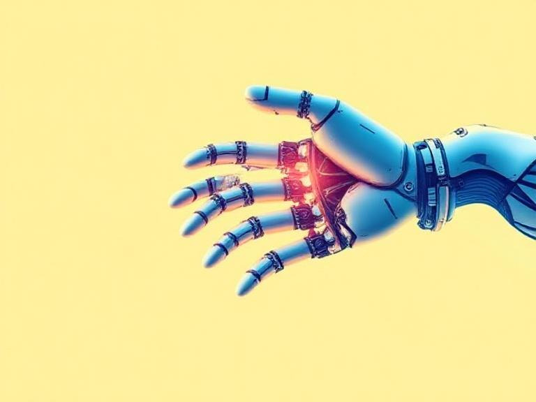 Futuristic robotic hand with glowing joints in blog feature, representing motion design innovation, AI technology integration, and creative digital marketing automation by Craze For Marketing Sydney agency.