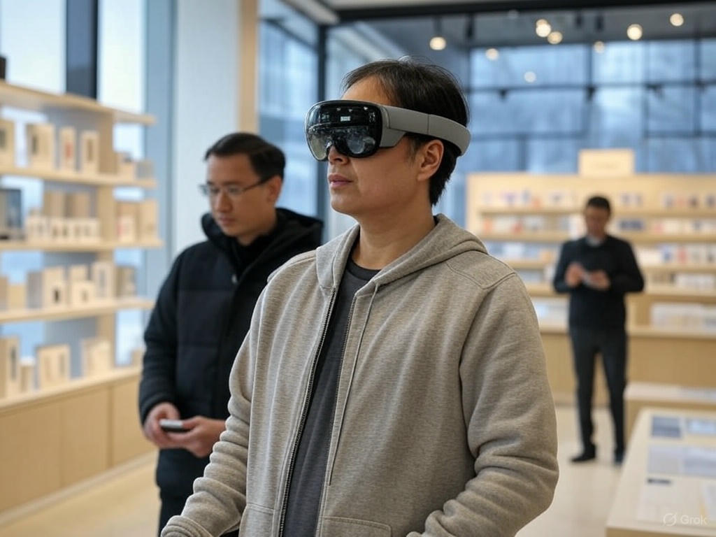 Augmented reality interface on AR device in blog image, demonstrating interactive e-commerce features, customer engagement technology, and innovative shopping experiences by Craze For Marketing Sydney agency.